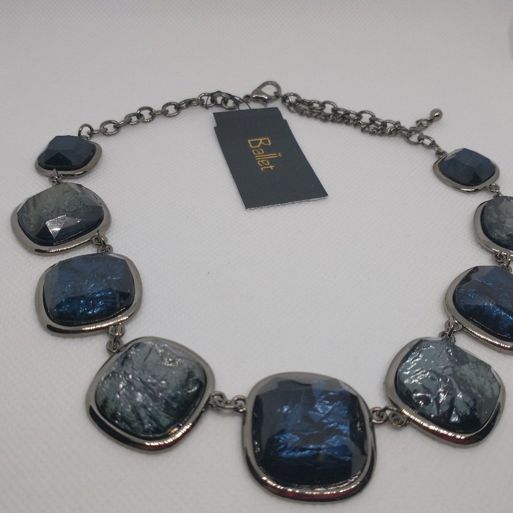 Bluish Grey Resin-Chrystal Necklace